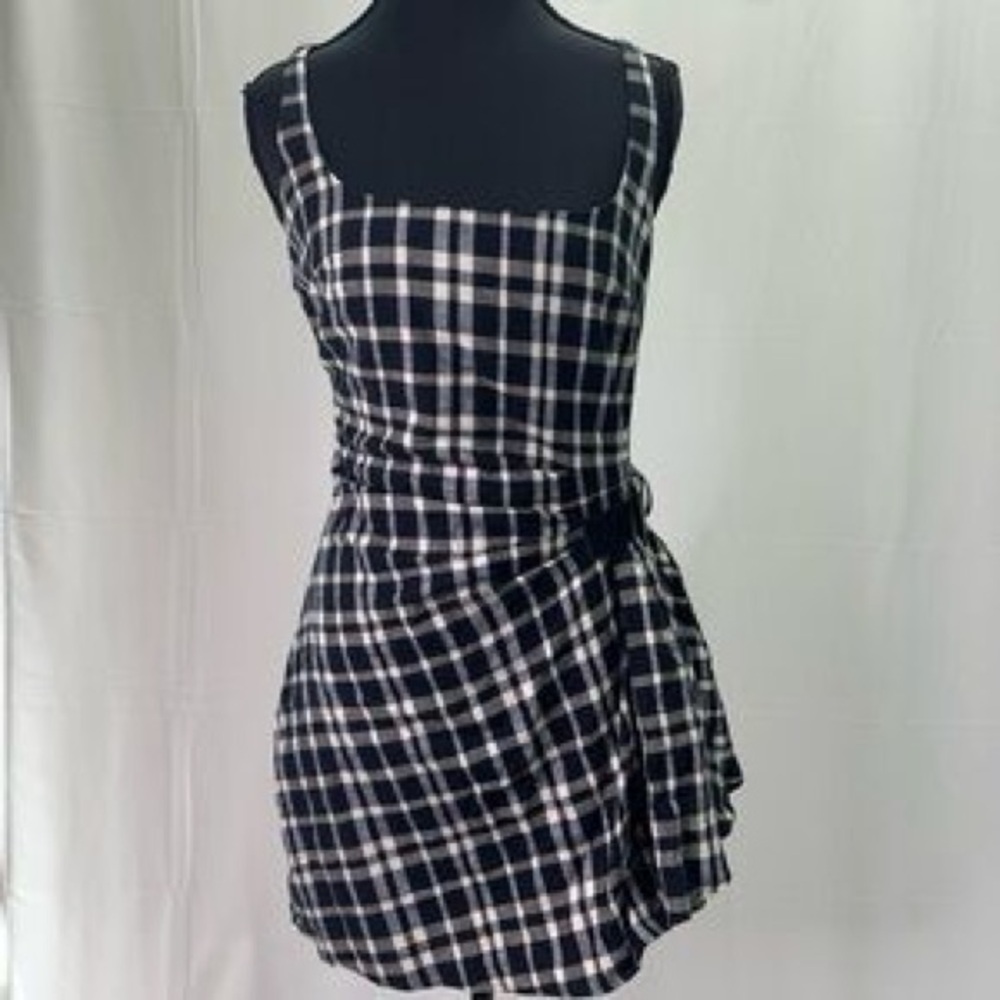🍁🍂 NWOT Zara Plaid Mini Dress – Black & White Plaid - Picture 5 of 11